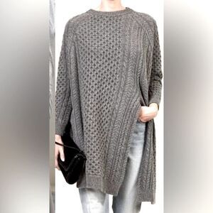 Stella McCartney ‘18 Gray Asymmetric Cable-knit Wool And Alpaca-blend Sweater